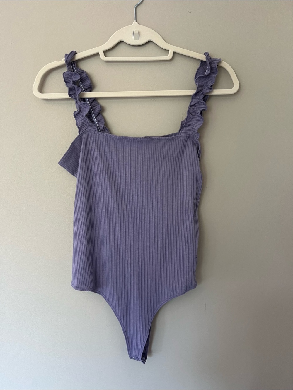 Lavender Ruffled Strap Bodysuit